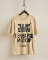 T-Shirt on a Wooden Hanger Against a Plain Background Mockup