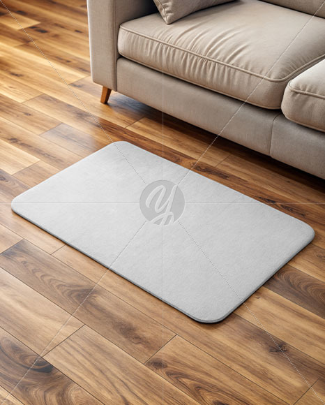 Rectangular Floor Mat with Sofa Mockup