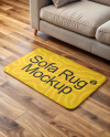 Rectangular Floor Mat with Sofa Mockup
