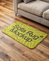 Rectangular Floor Mat with Sofa Mockup