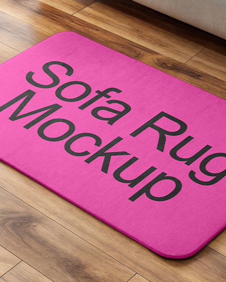 Rectangular Floor Mat with Sofa Mockup
