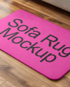 Rectangular Floor Mat with Sofa Mockup