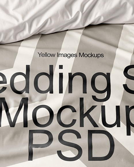 Double Bed with Bedding Set and Carpet Mockup
