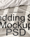 Double Bed with Bedding Set and Carpet Mockup