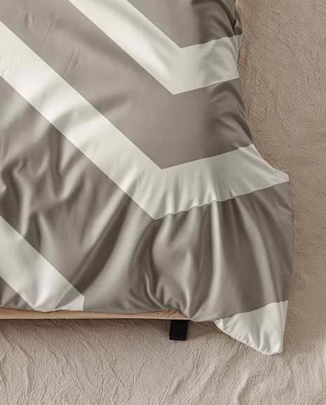 Double Bed with Bedding Set and Carpet Mockup