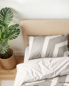 Double Bed with Bedding Set and Carpet Mockup