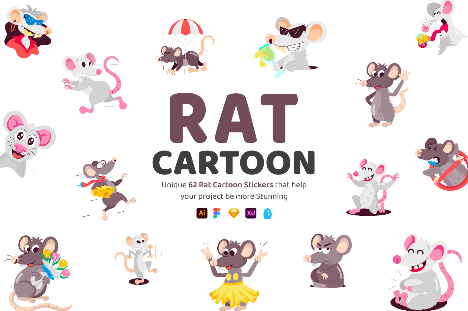 Rat Cartoon Sticker Pack Rat Cartoon Sticker Pack