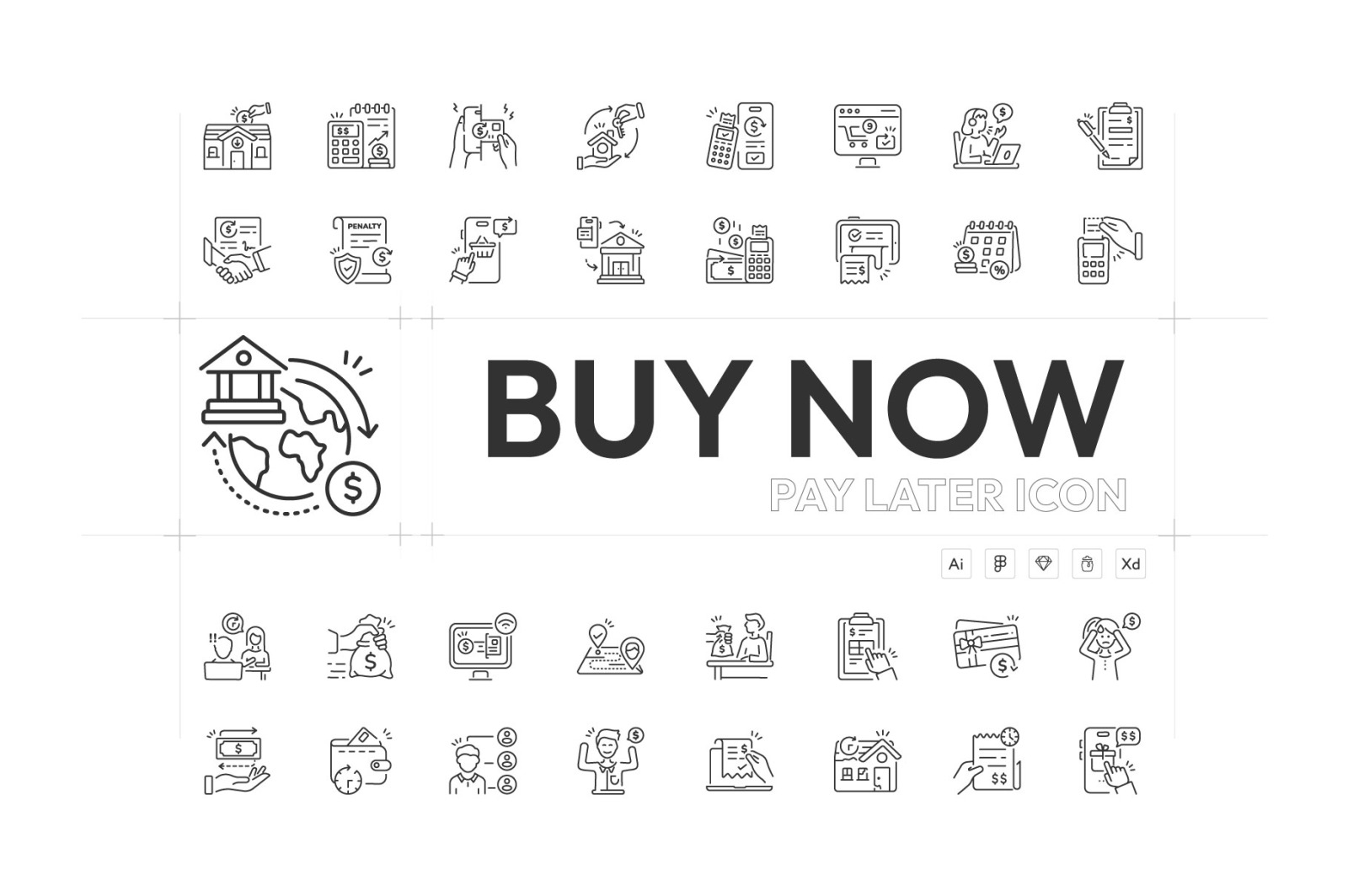 Buy Now Pay Later Icon Set Buy Now Pay Later Icon Set