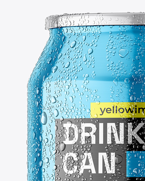 330ml Metallic Aluminium Can with Condensation Mockup