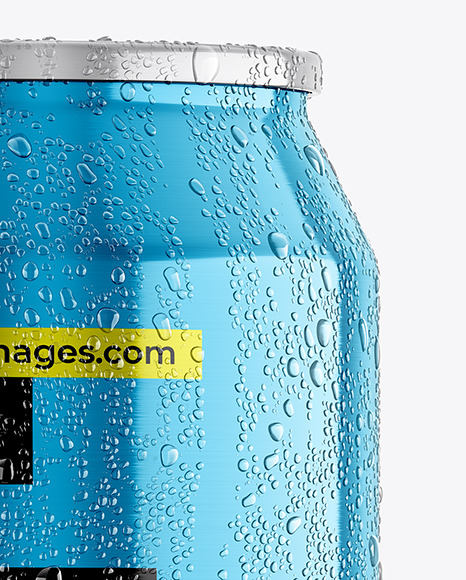 330ml Metallic Aluminium Can with Condensation Mockup