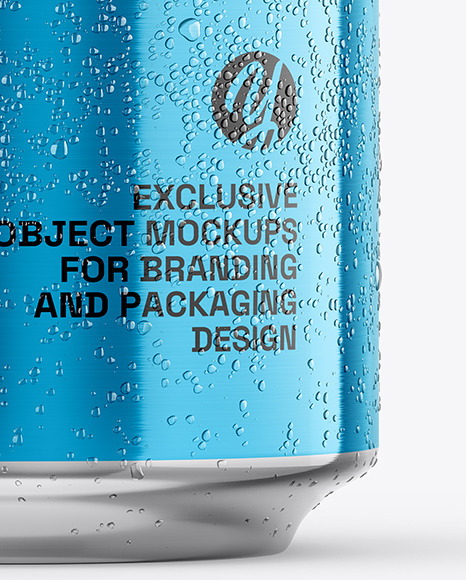 330ml Metallic Aluminium Can with Condensation Mockup