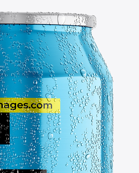 330ml Metallic Aluminium Can with Condensation Mockup