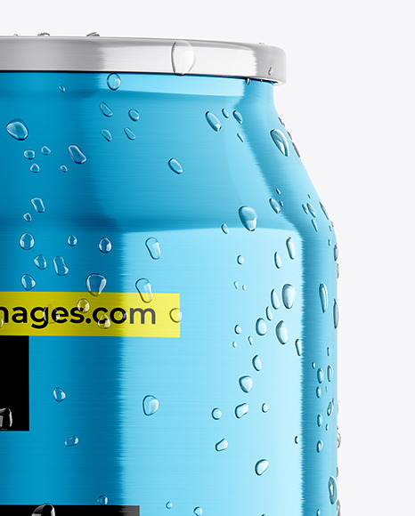 330ml Metallic Aluminium Can with Condensation Mockup
