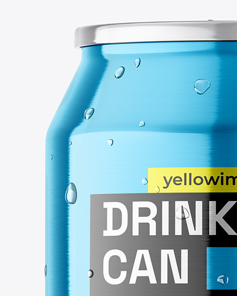 330ml Metallic Aluminium Can with Condensation Mockup