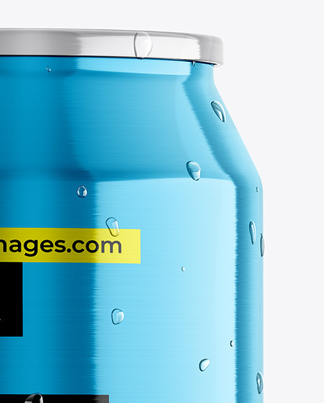 330ml Metallic Aluminium Can with Condensation Mockup