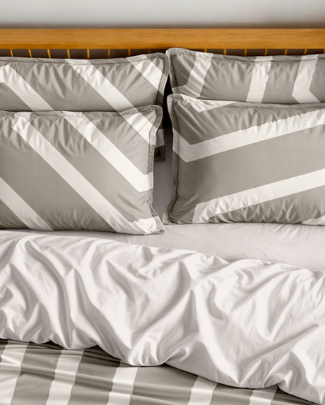 Wooden Double Bed with Bedding Set Mockup