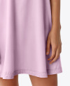 Smiling Young Woman Wearing a T-Shirt Dress Mockup