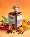 Ruby Oil Tincture Square Bottle with Berries and Flowers Mockup