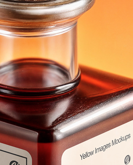 Ruby Oil Tincture Square Bottle with Berries and Flowers Mockup
