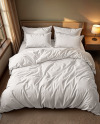 Double Bed with Cotton Bedding Set Mockup