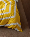 Double Bed with Cotton Bedding Set Mockup
