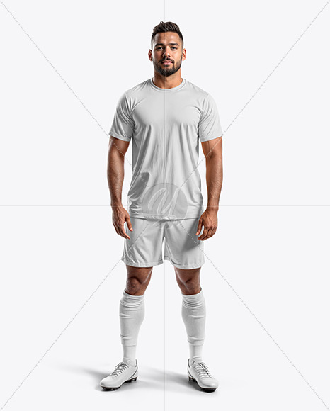 A Bearded Man Wearing a Full Soccer Kit Mockup
