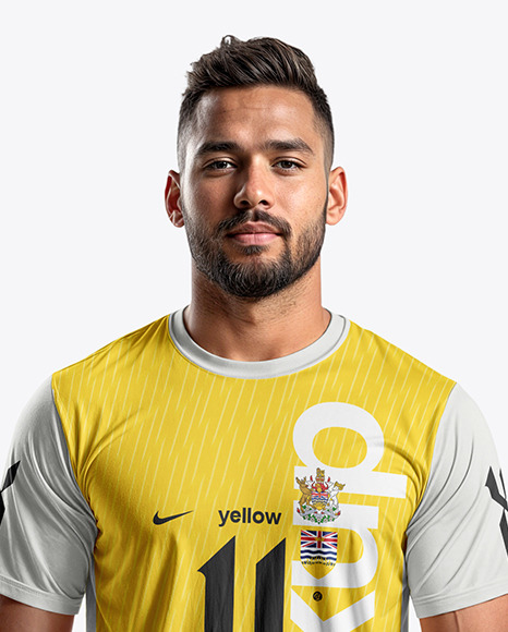 A Bearded Man Wearing a Full Soccer Kit Mockup