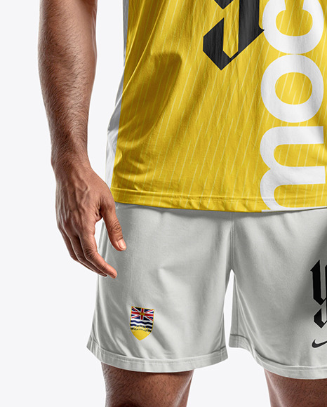 A Bearded Man Wearing a Full Soccer Kit Mockup