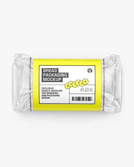 Clear Plastic Packaging with Bread Mockup