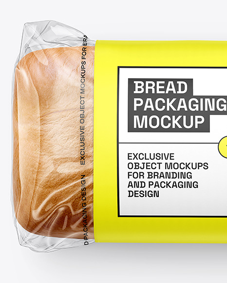 Clear Plastic Packaging with Bread Mockup