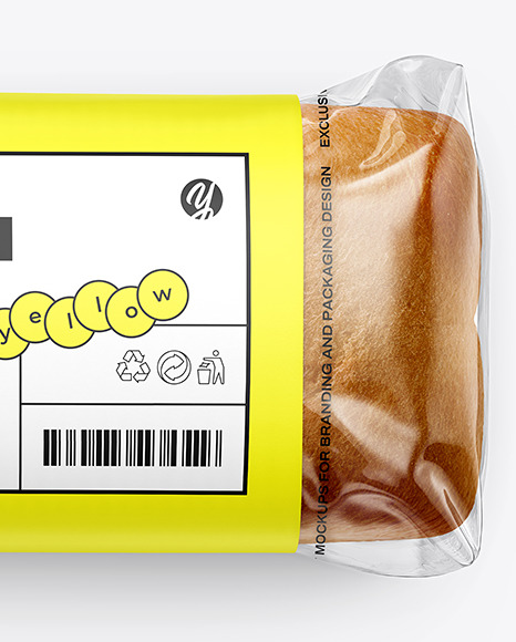 Clear Plastic Packaging with Bread Mockup