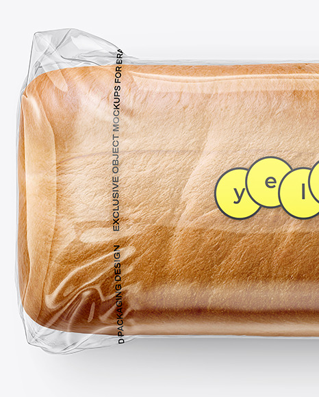 Clear Plastic Packaging with Bread Mockup