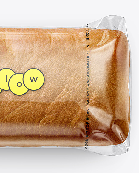Clear Plastic Packaging with Bread Mockup