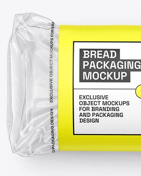 Clear Plastic Packaging with Bread Mockup