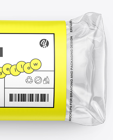 Clear Plastic Packaging with Bread Mockup