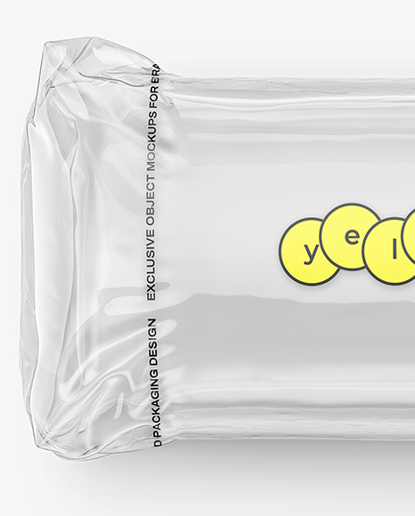 Clear Plastic Packaging with Bread Mockup