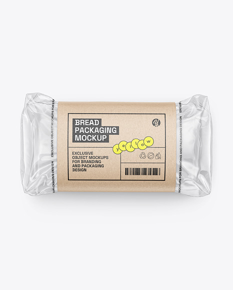 Clear Plastic Packaging with Bread Mockup