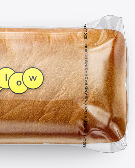 Clear Plastic Packaging with Bread Mockup