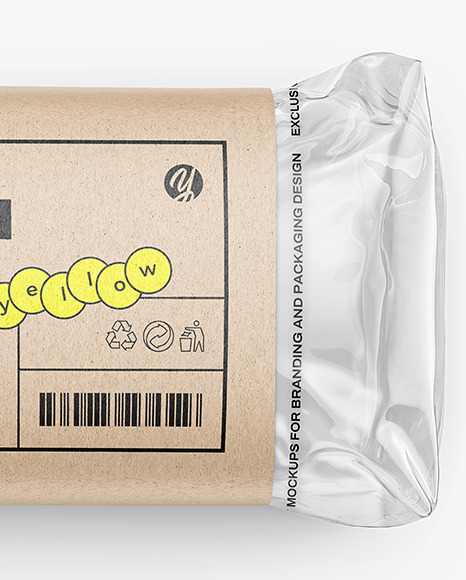 Clear Plastic Packaging with Bread Mockup