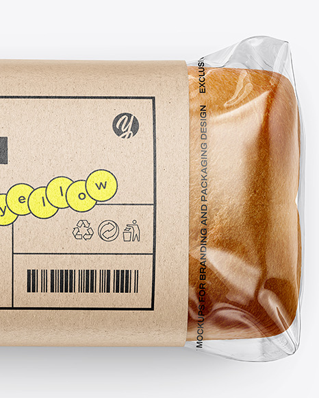 Clear Plastic Packaging with Bread Mockup