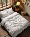 Double Bed with Bedding Set Mockup