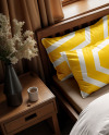 Double Bed with Bedding Set Mockup