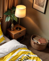 Double Bed with Bedding Set Mockup