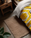 Double Bed with Bedding Set Mockup