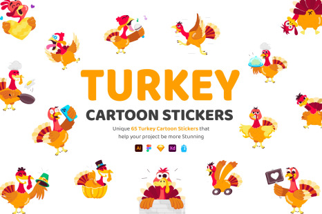 Turkey Cartoon Stickers - Sticker