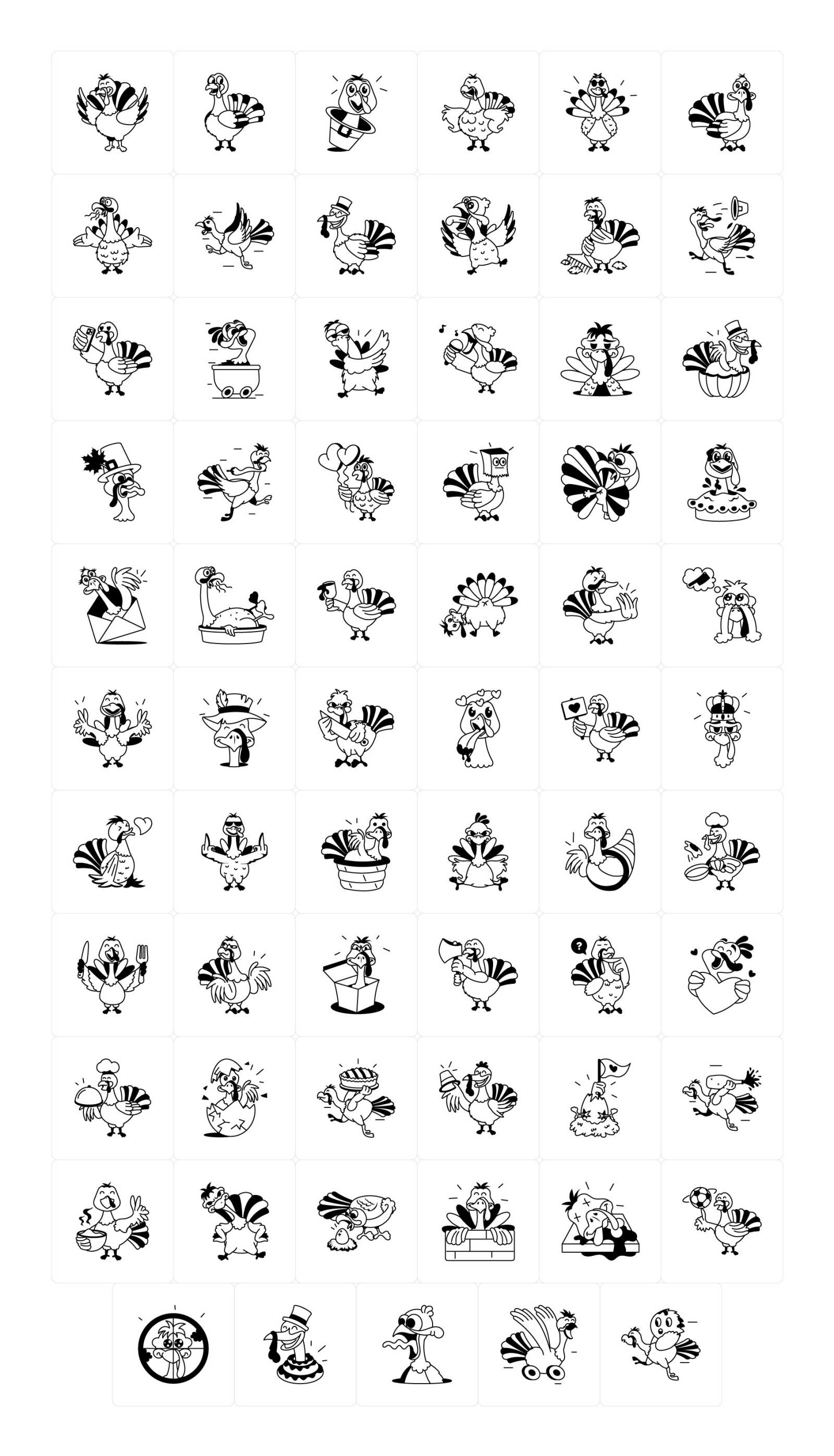 Turkey Cartoon Stickers Set Turkey Cartoon Stickers Set
