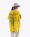 A Young Asian Woman Wearing a Bucket Hat and Oversize T-Shirt Mockup
