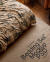 Halloween Themed Double Bed with Bedding Set and Carpet Mockup