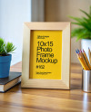 Wooden Photo Frame on a Table Mockup
