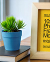 Wooden Photo Frame on a Table Mockup